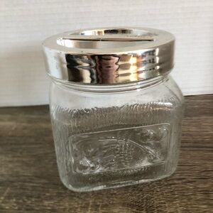 Vtg Italian Glass Fruit Patterned Jar with Lid